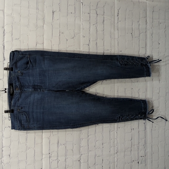 Liverpool The Skinny Crop Jeans 14/32 Dark Wash Raw Hem - Picture 2 of 6